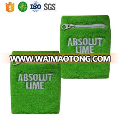 fashion high quality embroidery zipper wallet Sport wristband